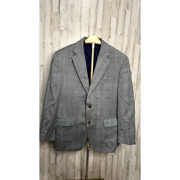 Vintage 90s Ralph Lauren Men's Herringbone‎ Silk/Wool Blend Blazer Size 40S